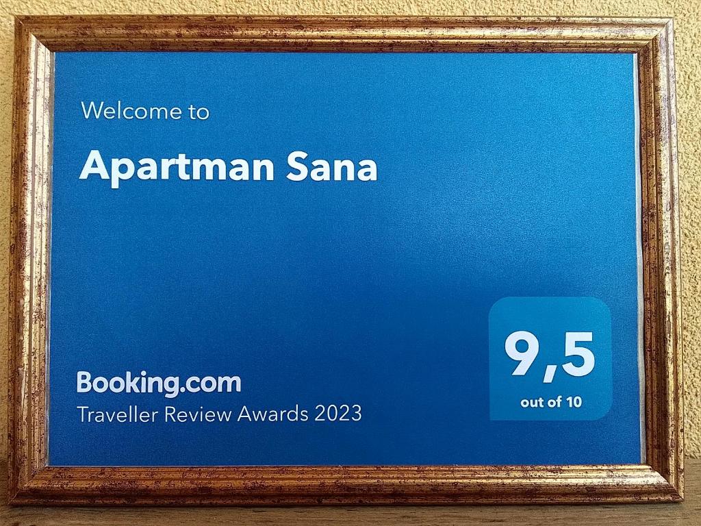 Certifikát, hodnocení, plakát nebo jiný dokument vystavený v ubytování Apartman Sana