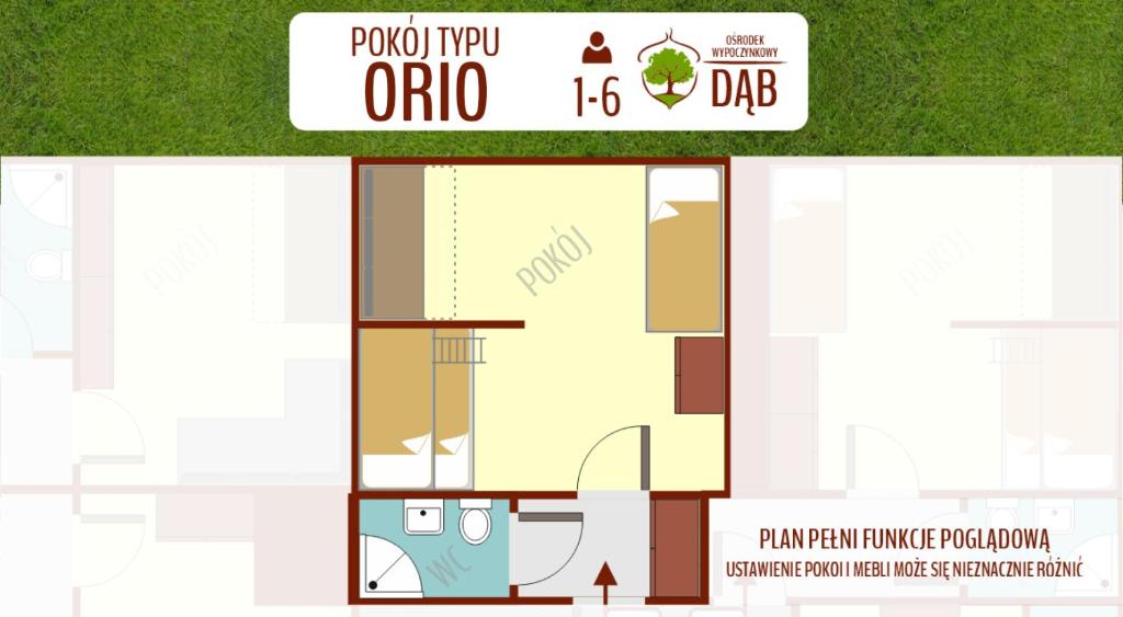 Room layout plan for Orio type, showing furniture arrangement.