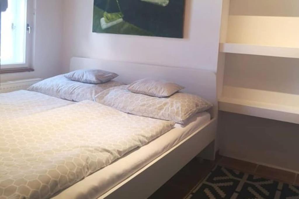 Postel nebo postele na pokoji v ubytování Casa Linum. U centra Zlína s atmosférou venkova.