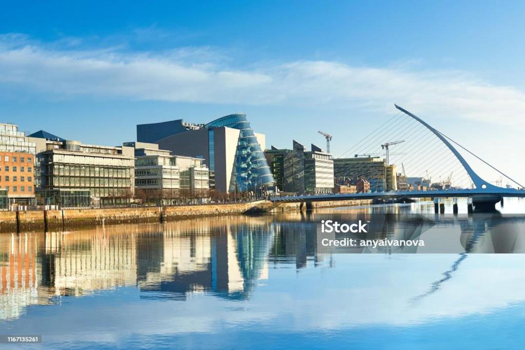widok na miasto z mostem i budynkami w obiekcie Connolly Private Guest House w Dublinie