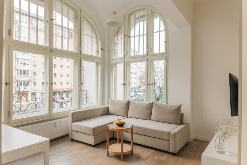 Χώρος καθιστικού στο Homaris Apartments Frankfurter Allee