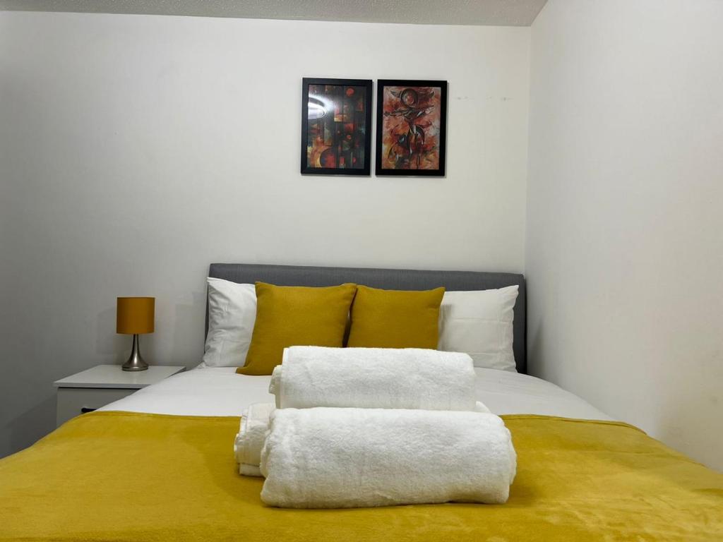 Postel nebo postele na pokoji v ubytování Birmingham Peculiar Apartment 2-Bedrooms