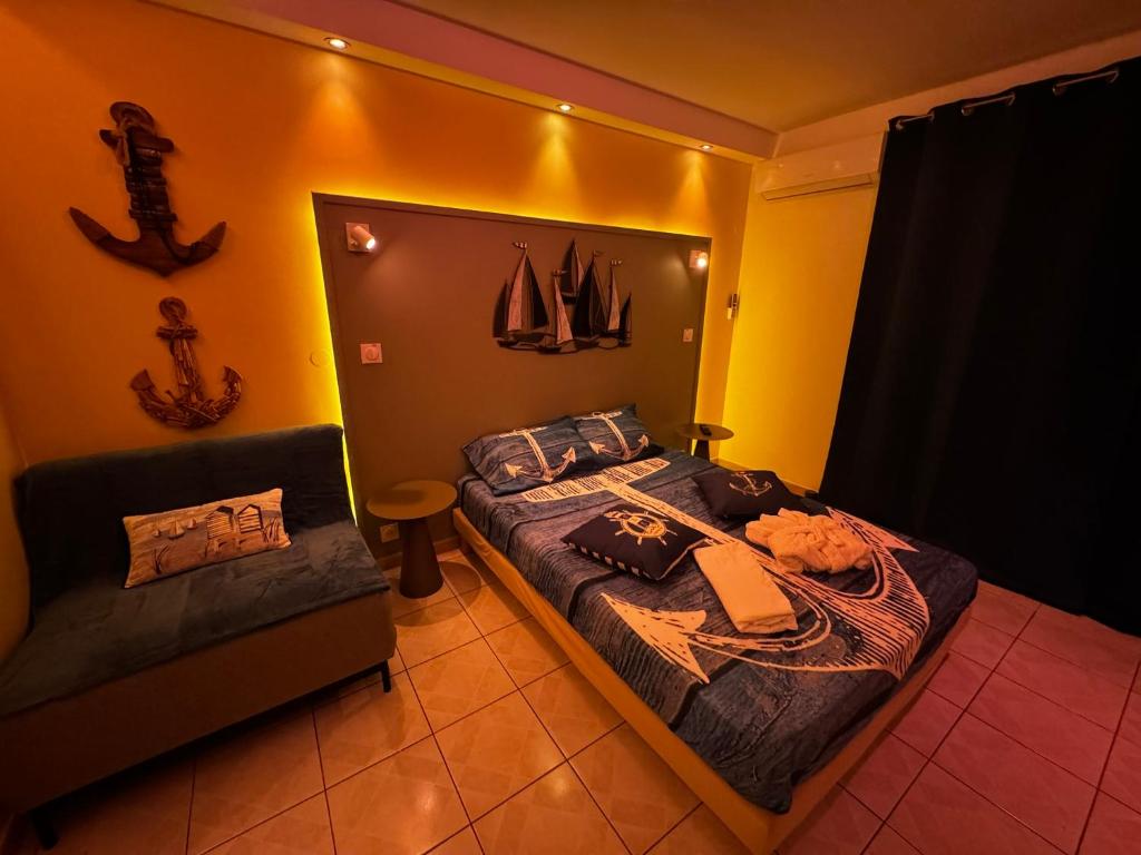 Postel nebo postele na pokoji v ubytování Le Voilier - Studio Moderne Vue Mer Panoramique avec Piscine