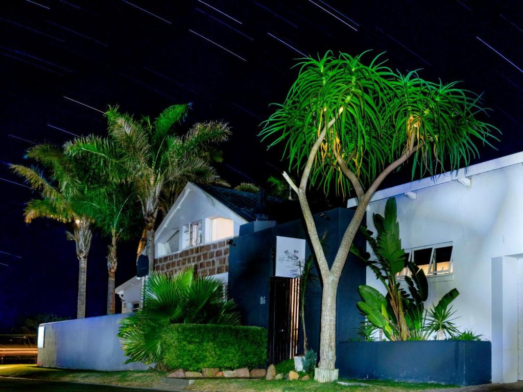una casa con palmeras delante en Villa da Graca, en Mossel Bay