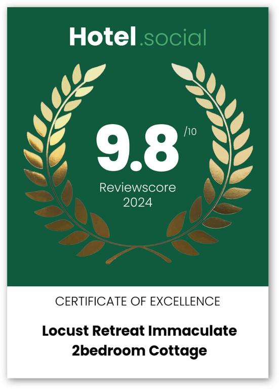 a certificate of excellence with a laurel wreath at Locust Retreat in Marloth Park in Marloth Park