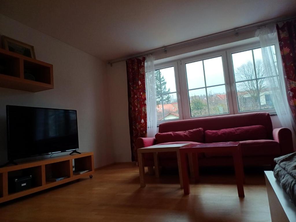 Telewizja i/lub zestaw kina domowego w obiekcie Apartmán Dvořák 194 pod Svatou horou