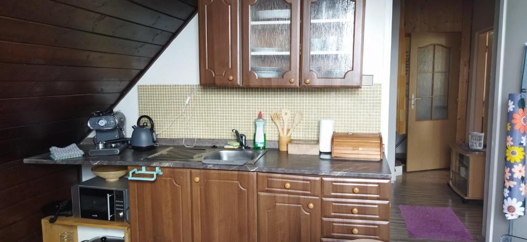 Kuchyň nebo kuchyňský kout v ubytování Samostatný domeček