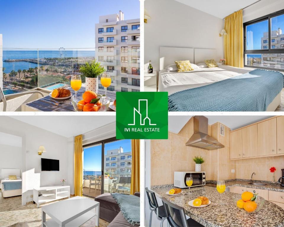 a collage of photos of a bedroom and a hotel room at Ocean House 1713 By IVI Real Estate in Torremolinos
