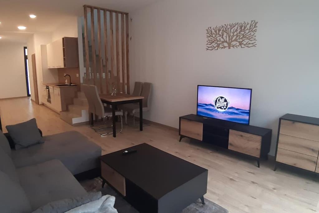 Large apartment with a terrace TV 또는 엔터테인먼트 센터