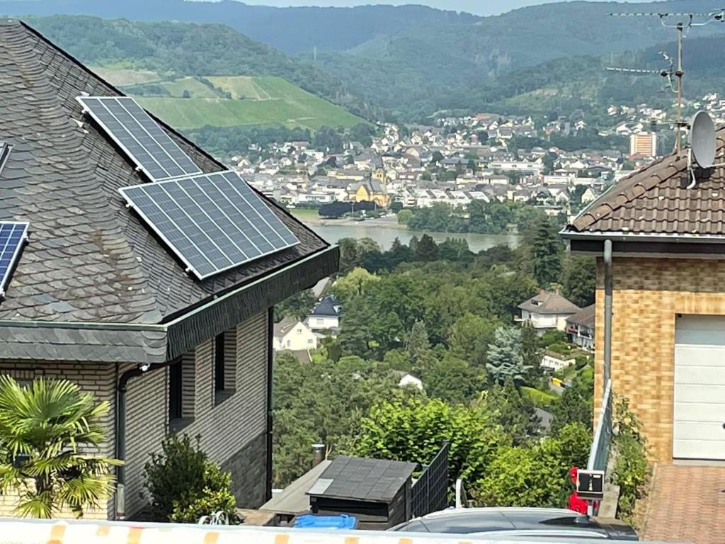 a group of solar panels on the roofs of houses at Ferienwohnung Lara in Bad Breisig