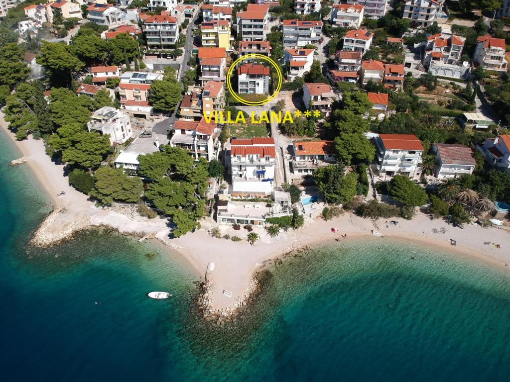an aerial view of a resort on a beach at Villa LANA*** in Omiš