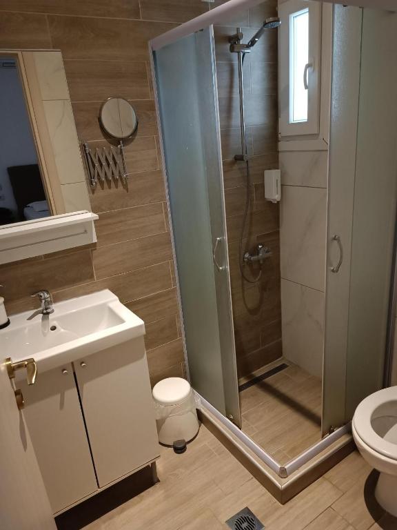 A bathroom at Diethnes