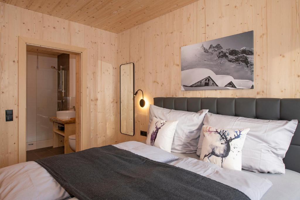 Postel nebo postele na pokoji v ubytování Haus Valtellina