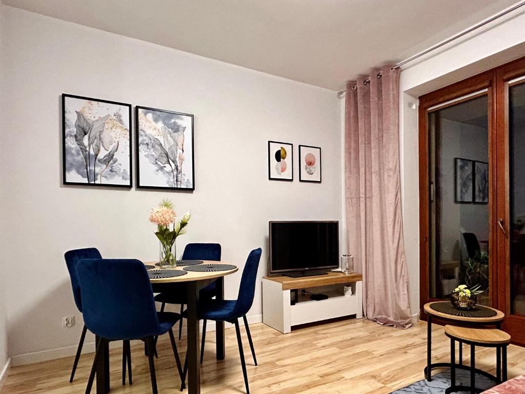 Televízia a/alebo spoločenská miestnosť v ubytovaní Apartament Klaudia Polanica-Zdrój