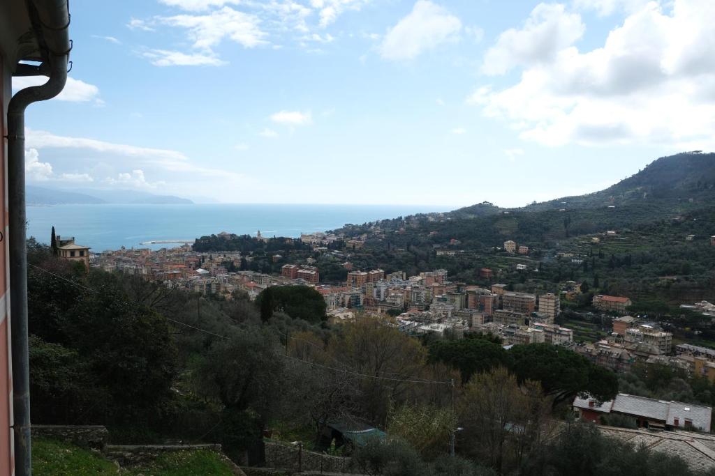 Blick auf eine Stadt von einem Hügel in der Unterkunft La Vigie by PortofinoVacanze in Santa Margherita Ligure