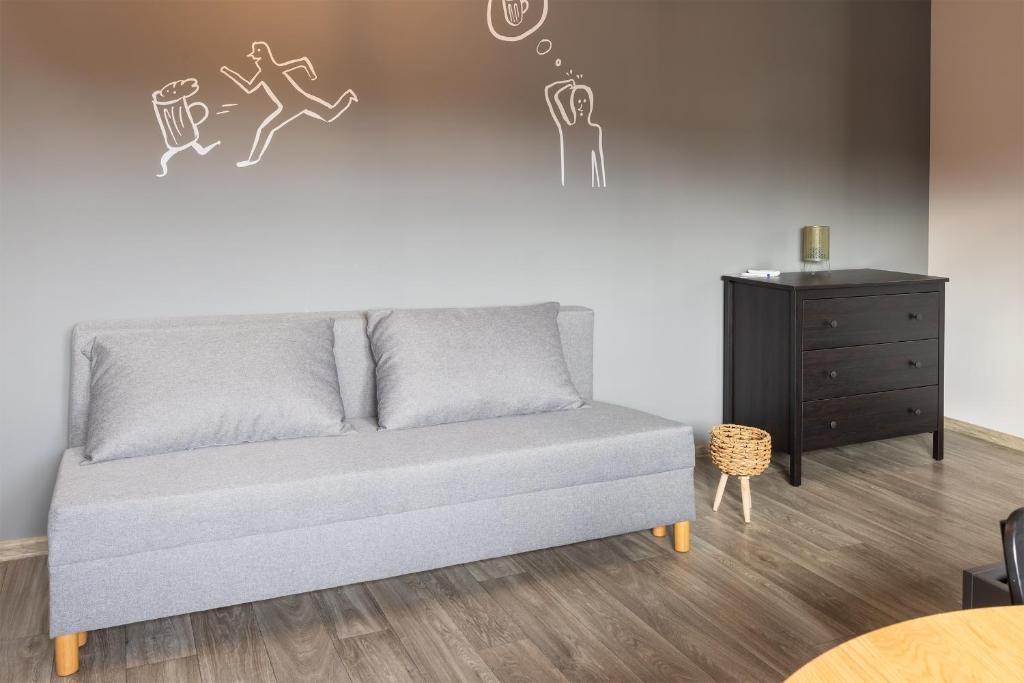 Posezení v ubytování Apartmány v lomnickém pivovaru