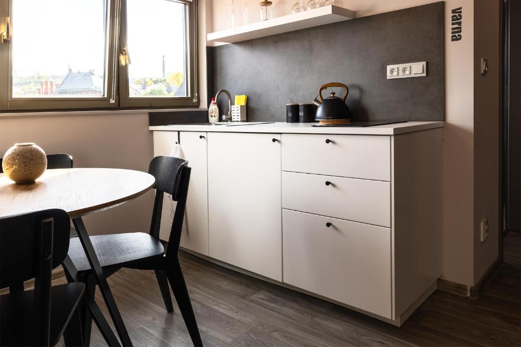 Kuchyň nebo kuchyňský kout v ubytování Apartmány v lomnickém pivovaru
