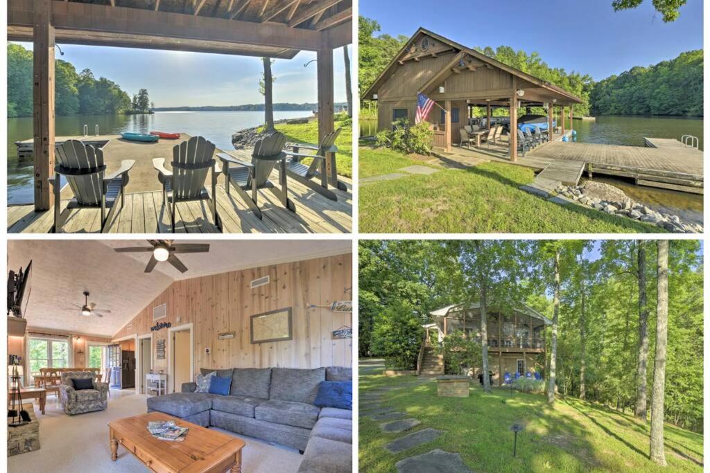 a collage of four pictures of a house at Hycove~HUGE Dock~VIEWS~Kayaks~Deep Water~Upgraded in Semora