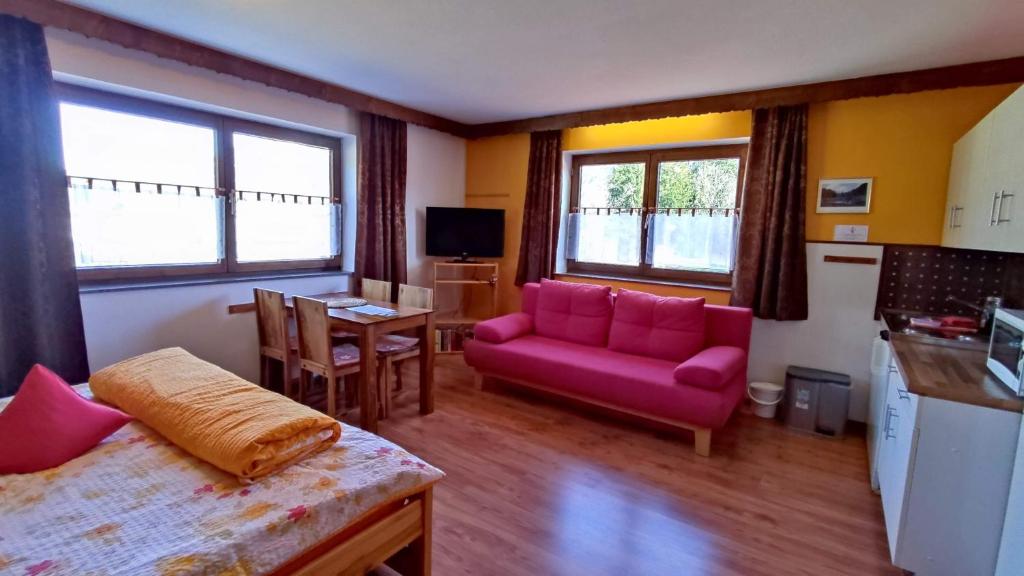 TV a/nebo společenská místnost v ubytování Landhaus Panorama
