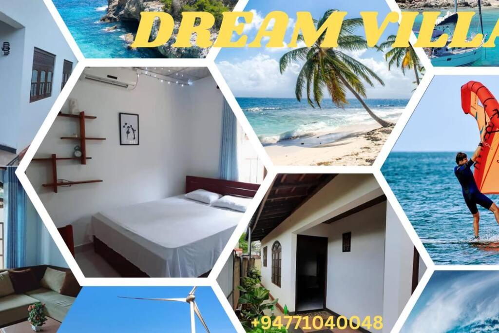 un collage de fotos de una habitación de hotel y una playa en Dream Villa Madiha Srilanka, en Matara