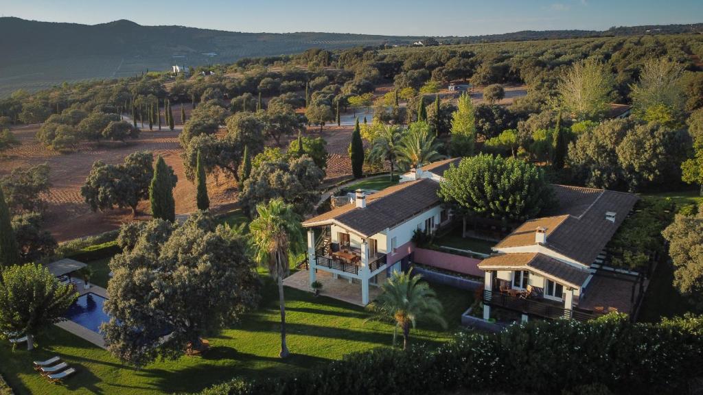 an aerial view of a house with trees at The Lodge Ronda in Ronda