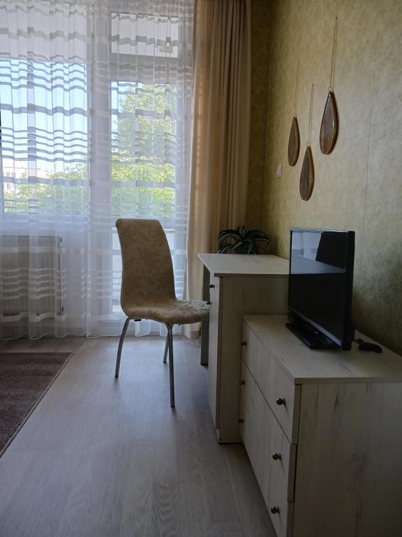 TV a/nebo společenská místnost v ubytování Тристаен апартамент