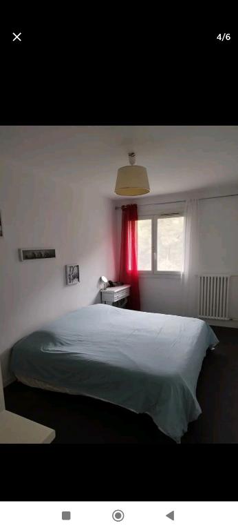 une chambre avec un grand lit et une fenêtre dans l'établissement Appartement à Nice, à Nice