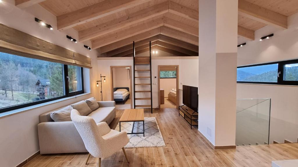 Posezení v ubytování Chalets Hrabovo