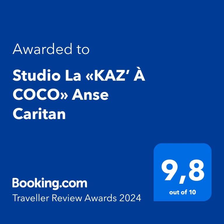 Certifikát, hodnocení, plakát nebo jiný dokument vystavený v ubytování Studio La «KAZ’ À COCO» Anse Caritan