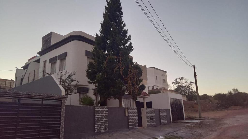 a building with a tree in front of it at Naima appartment in Moulay Bousselham
