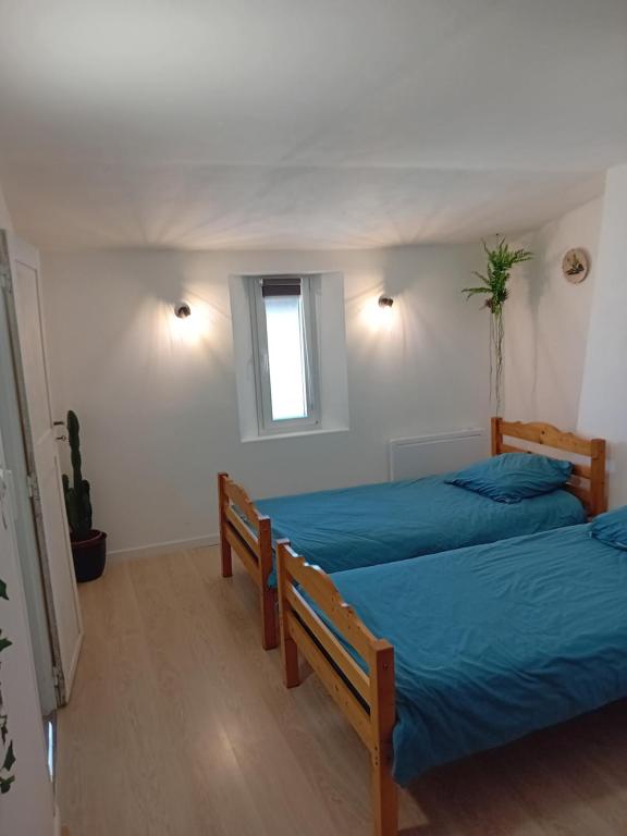 a bedroom with two beds and a window at GITE les cactus logement indépendant 