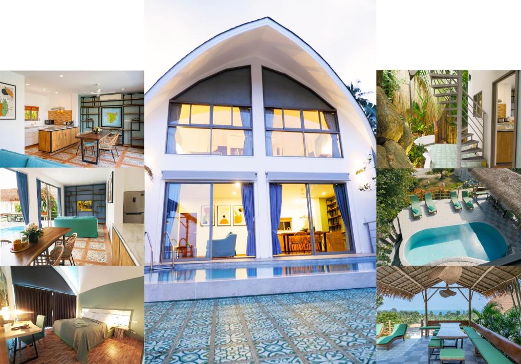 a collage of photos of a house at Villa La Jade Chaweng Noi 2BR in Chaweng Noi Beach