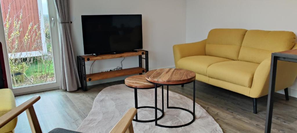 TV a/nebo společenská místnost v ubytování Antonius Hoeve Chalets