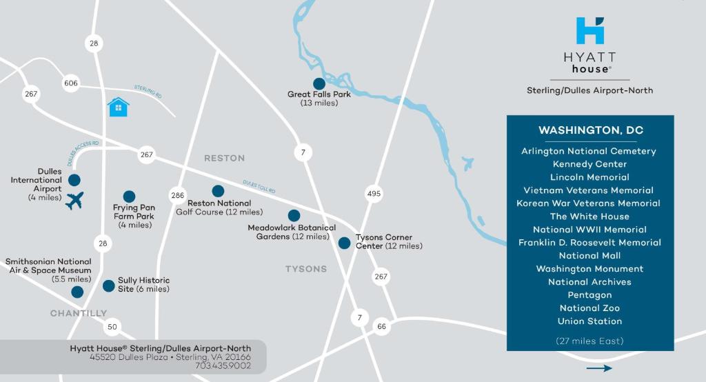 una mappa di dove soggiornare a Milwaukee di Hyatt House Sterling/Dulles Airport North a Sterling