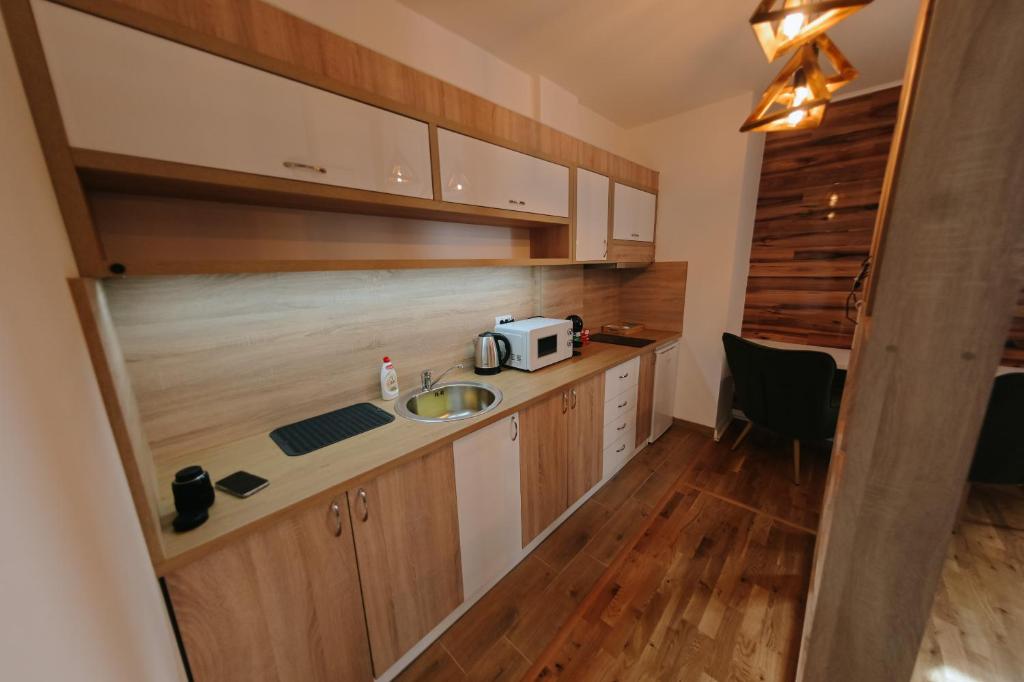 Kuchyň nebo kuchyňský kout v ubytování A-apartmani