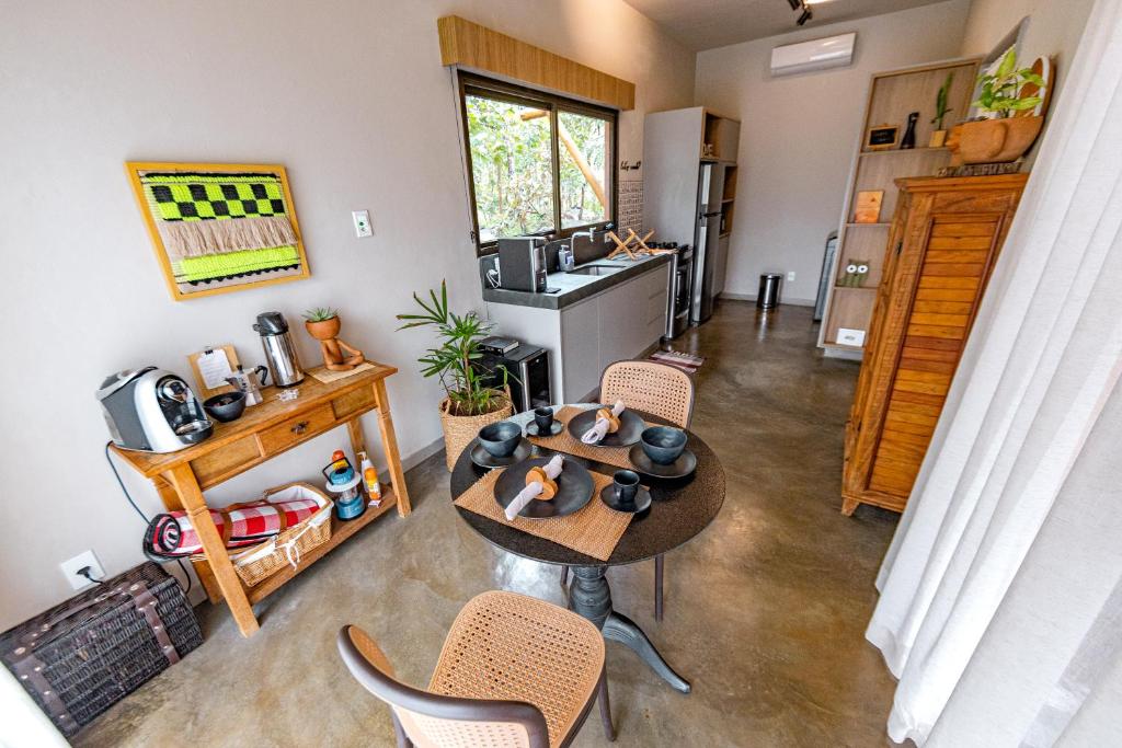 Kuchyň nebo kuchyňský kout v ubytování Quinta dos Goyazes Eco Boutique pra curtir a dois em Pirenópolis