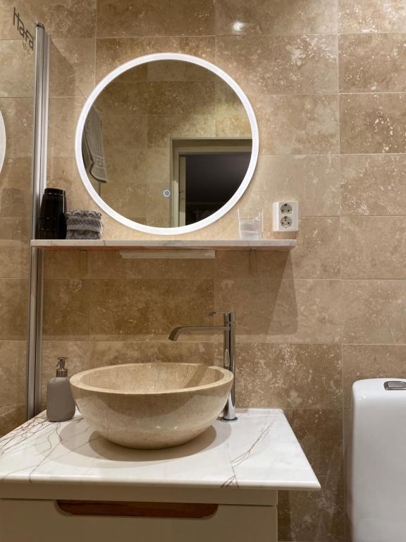Koupelna v ubytování Borgs Villahotell och B&B