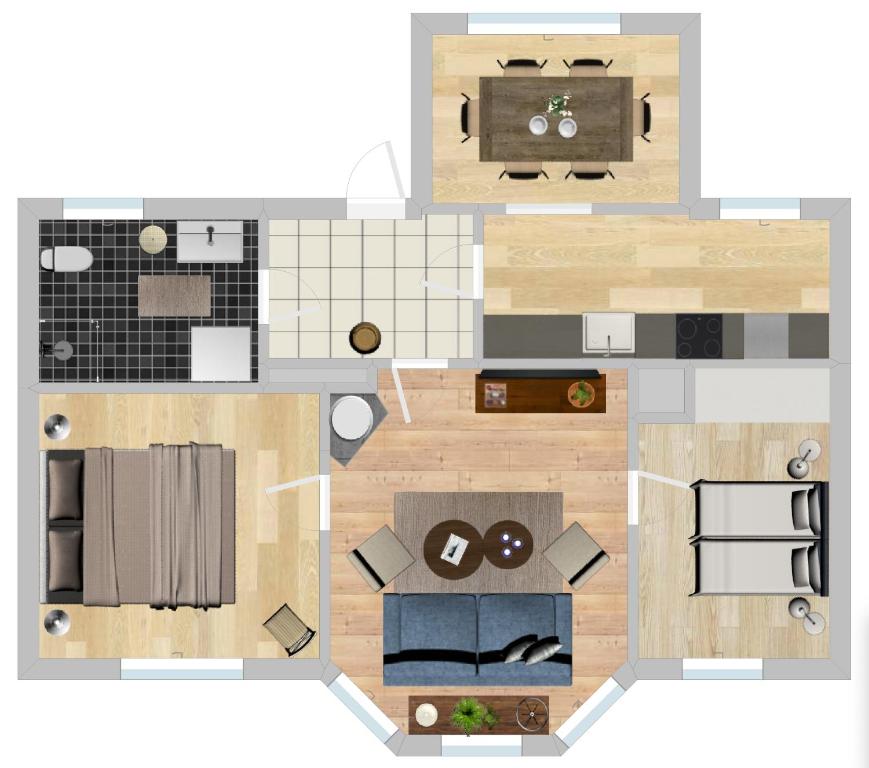 Kuchyň nebo kuchyňský kout v ubytování Blå Huset