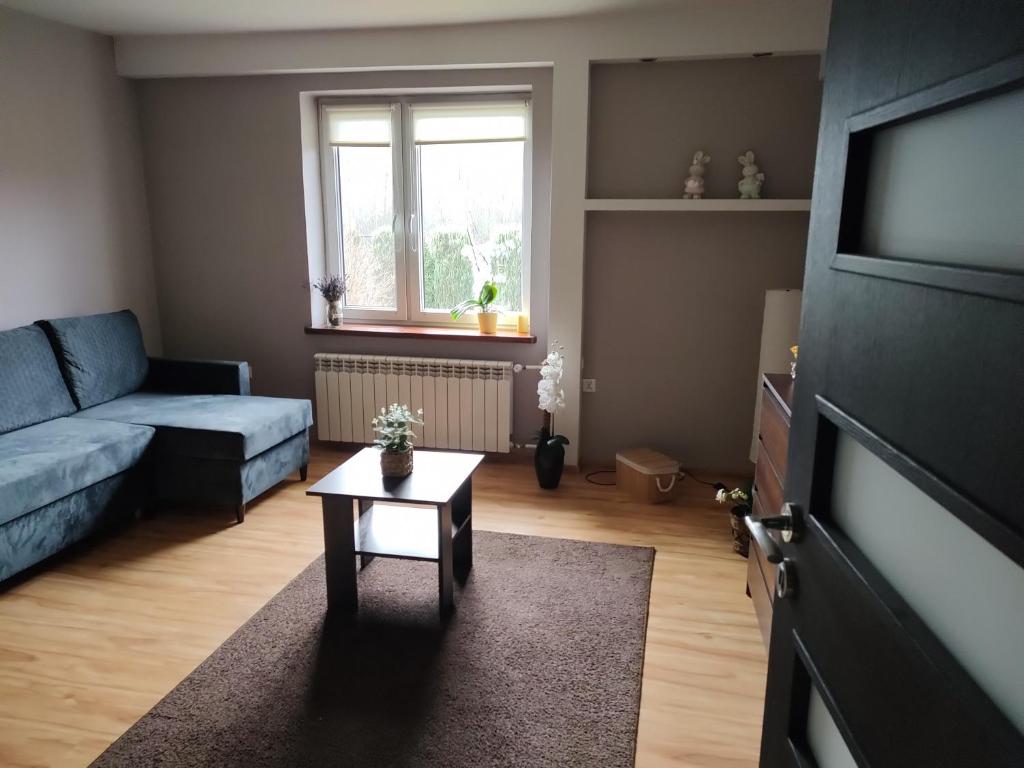 sala de estar con sofá y mesa de centro en U Zajączka en Busko-Zdrój