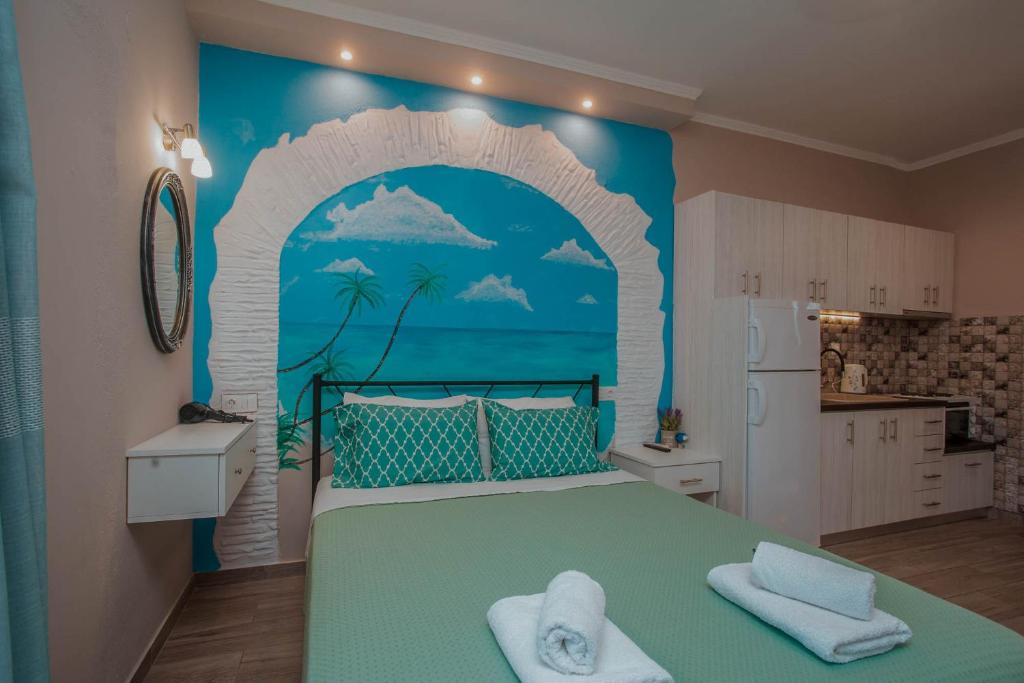 A bed or beds in a room at House Christina