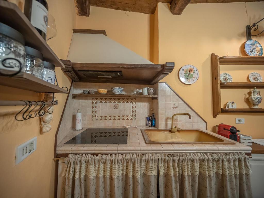 Kuchyň nebo kuchyňský kout v ubytování Wine cave