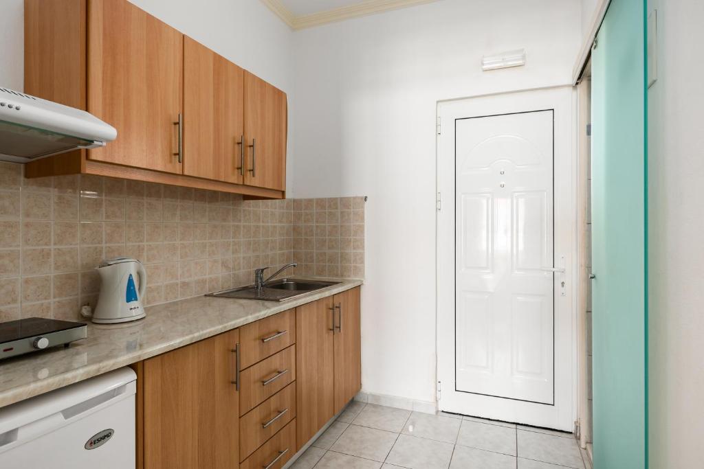 Kuchyň nebo kuchyňský kout v ubytování Metaxa Apartments