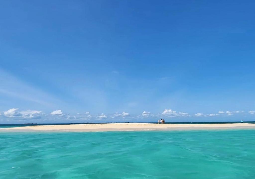 una isla en el océano con una playa en el fondo en Hotel Sea Sea, en Pangani