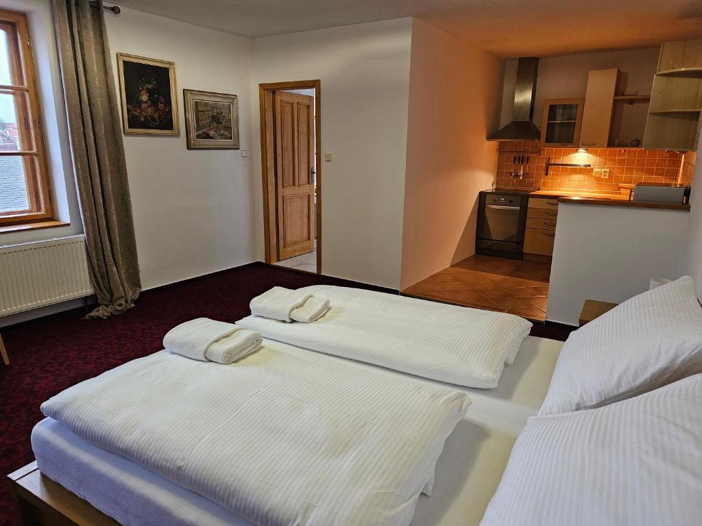 Postel nebo postele na pokoji v ubytování Hotel Bílá Paní