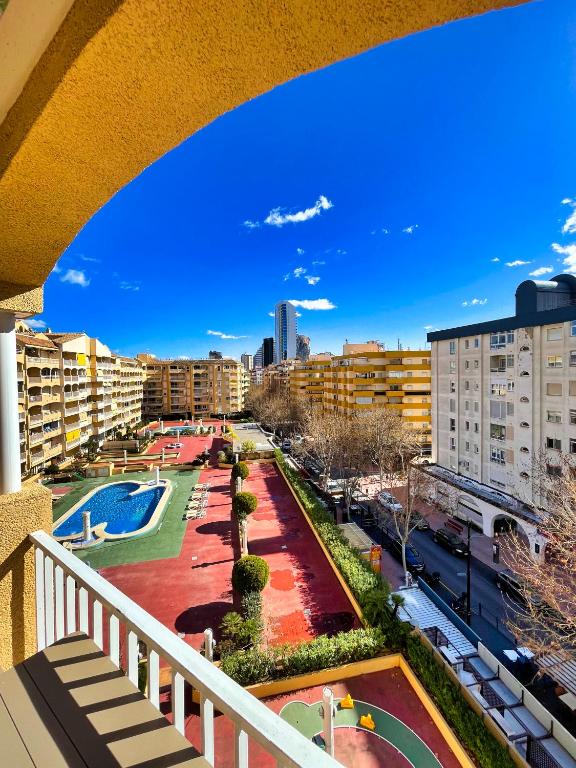 a view of a city from a balcony at Apolo 7 central 200 meter from beach in Calpe