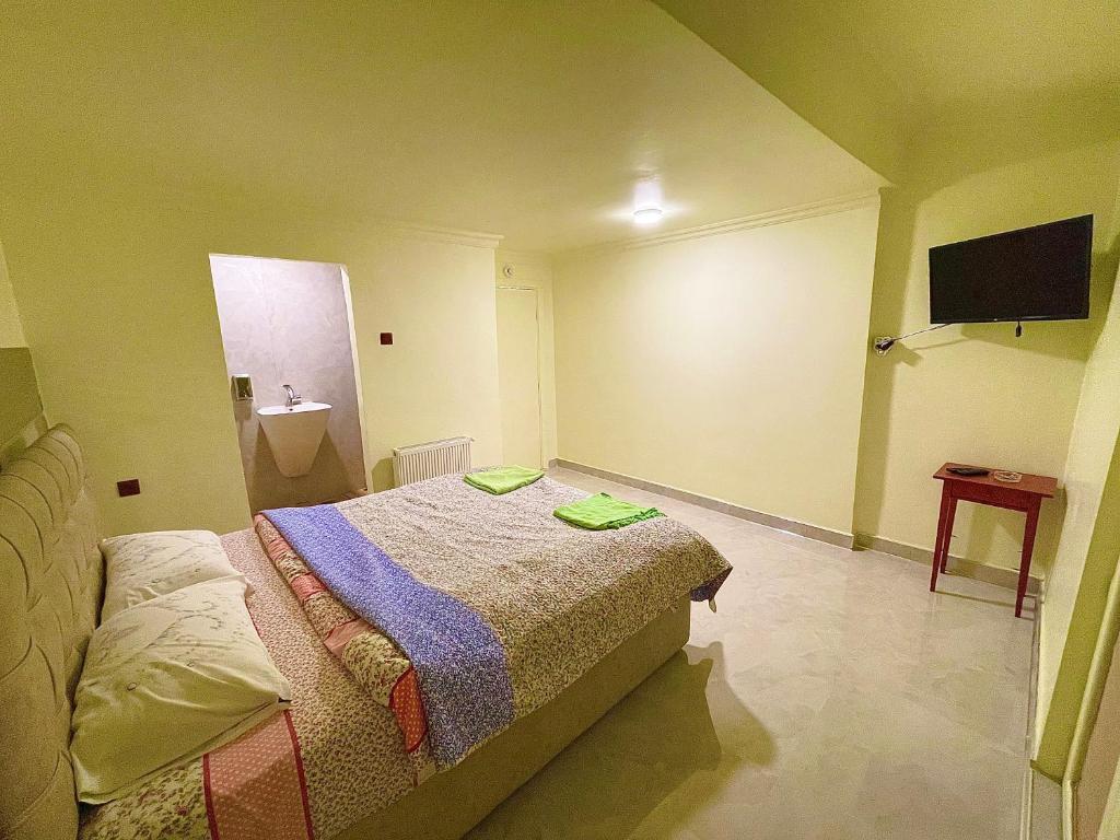 - une chambre avec un lit et un lavabo dans l'établissement Rüyam Hotel, à Istanbul