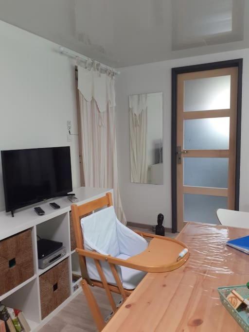 TV a/nebo společenská místnost v ubytování Un coin de montagne