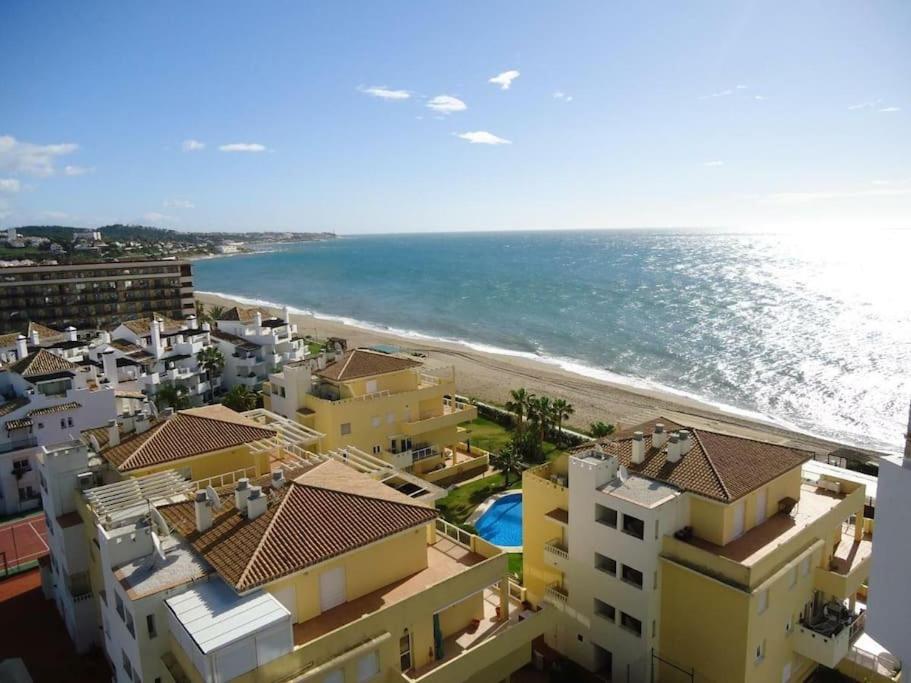 an aerial view of the beach and buildings at ¡Estudio a pie de playa! La Cala de Mijas in La Cala de Mijas