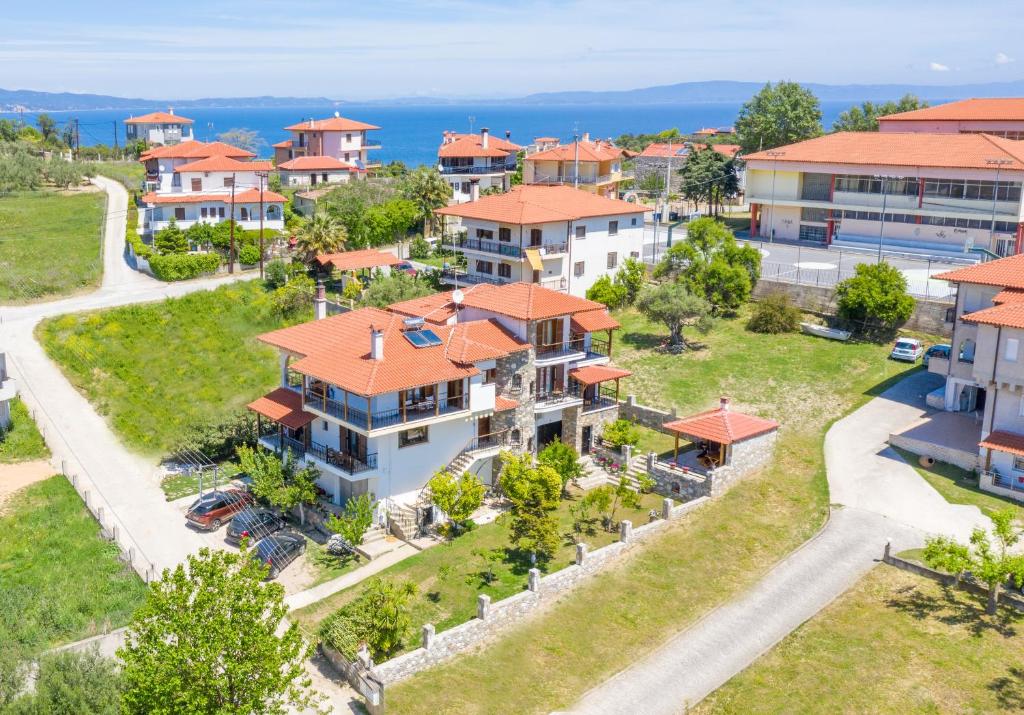 an aerial view of a villa with a resort at Rizes House II in Agios Nikolaos