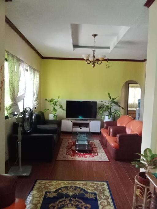sala de estar con sofás y TV de pantalla plana. en Good for 15pax excess charge 350 per head, en Tagbilaran City